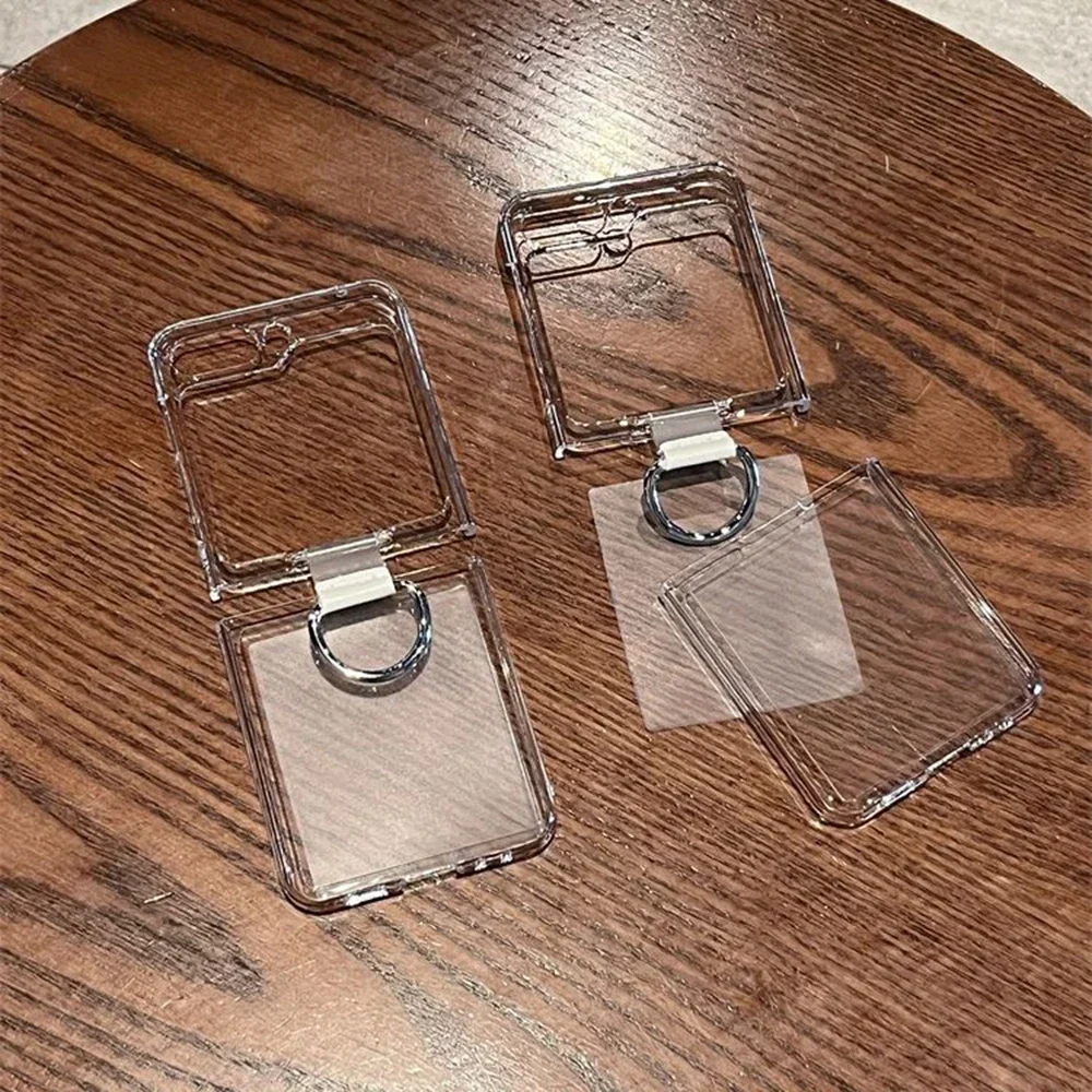 Luxury Transparent Ring Holder Case - Hard Ultra Slim Clear Acrylic Cover