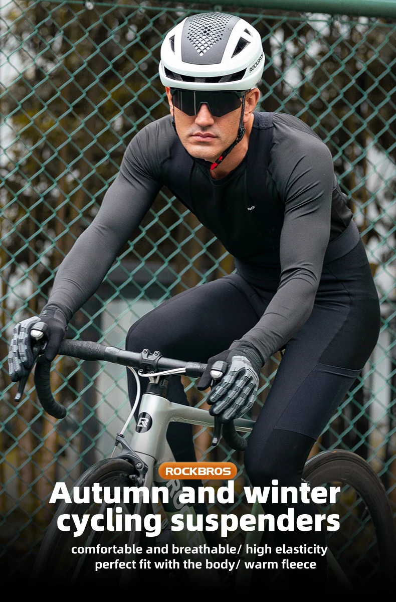 Description Picture 2 of itemROCKBROS Winter Bike Bib Pants Men Women 3D Cushion Padded Cycling Full Pants Fleece Warmer MTB Road Sports Bicycle Trousers