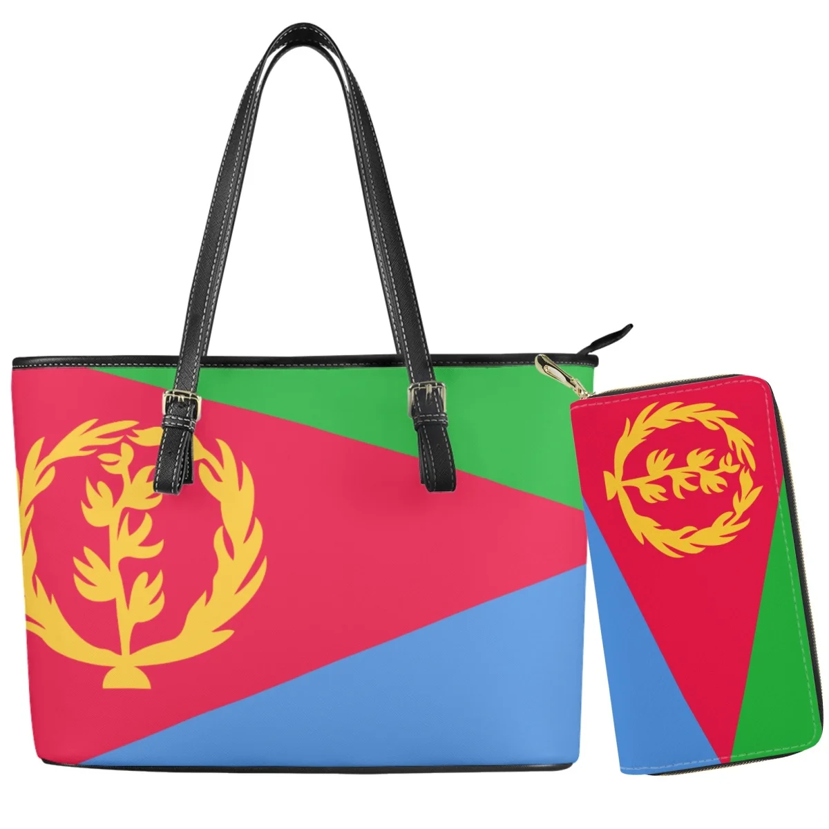 Eritrea Country Flag Pattern Ladies Autunno Inverno Borsa Da Sella Grande Capacità Doppio Scomparto Borsa Leggera Borsa Morbida