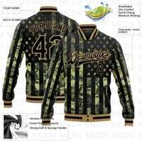 Custom Black-Old Gold Varsity Bomber Jacket | 3D Tiger & Peacock Design Full-Snap Letterman Coat - Image 5