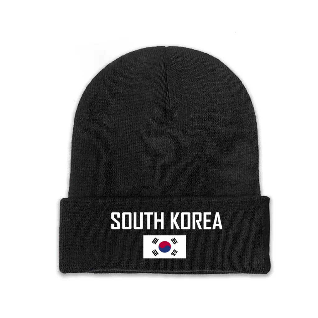 

SOUTH KOREA Country Flag Top Print Men Women Unisex Knitted Hat Winter Autumn Beanie Cap Warm Bonnet