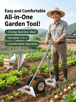 Zappa da Giardino Multifunzione 3-in-1: Attrezzo Agricolo Robusto per Diserbo, Dissodamento e Scavo, Ideale per Fattoria, Giardino e Esterni