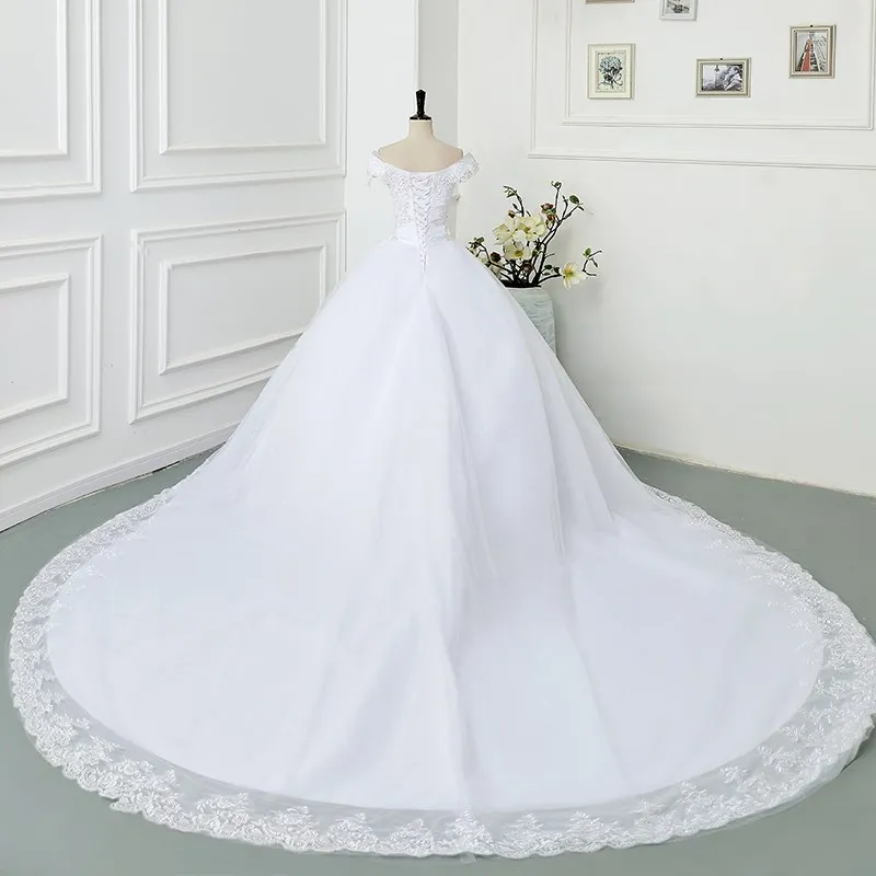 Maria Novia Off The Shoulder Princess Sweetheart Wedding Dress For Women Glitter Sleeveless 2025 Vintage Bride Bridal Customized 5