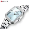 CURREN Luxury Brand Watches for Women Simple Rectangular Dial with Sparkling Rhinestones Casual Quartz Wristwatch with Luminous 1
