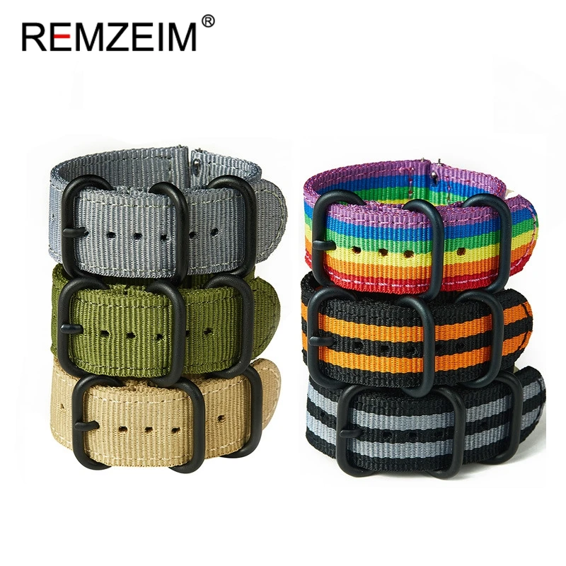 Versatile Quick Release Nylon Watch Strap with Black Ring Buckle