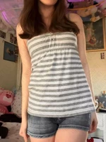 Bretelles pour femmes motif à rayures décontracté Y2K rétro Harajuku mode nouvelle rue punk doux hip hop mignon hottie bébé crop hauts emo 3