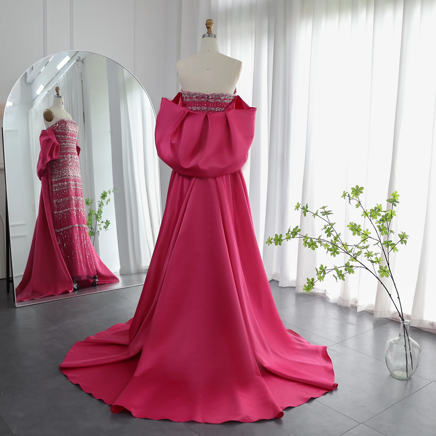 Sharon Said Luxury Dubai Sage Green Evening Dresses with Cape 2023 Arabic Blue Beaded Elegant Women Wedding Party Gowns SS238