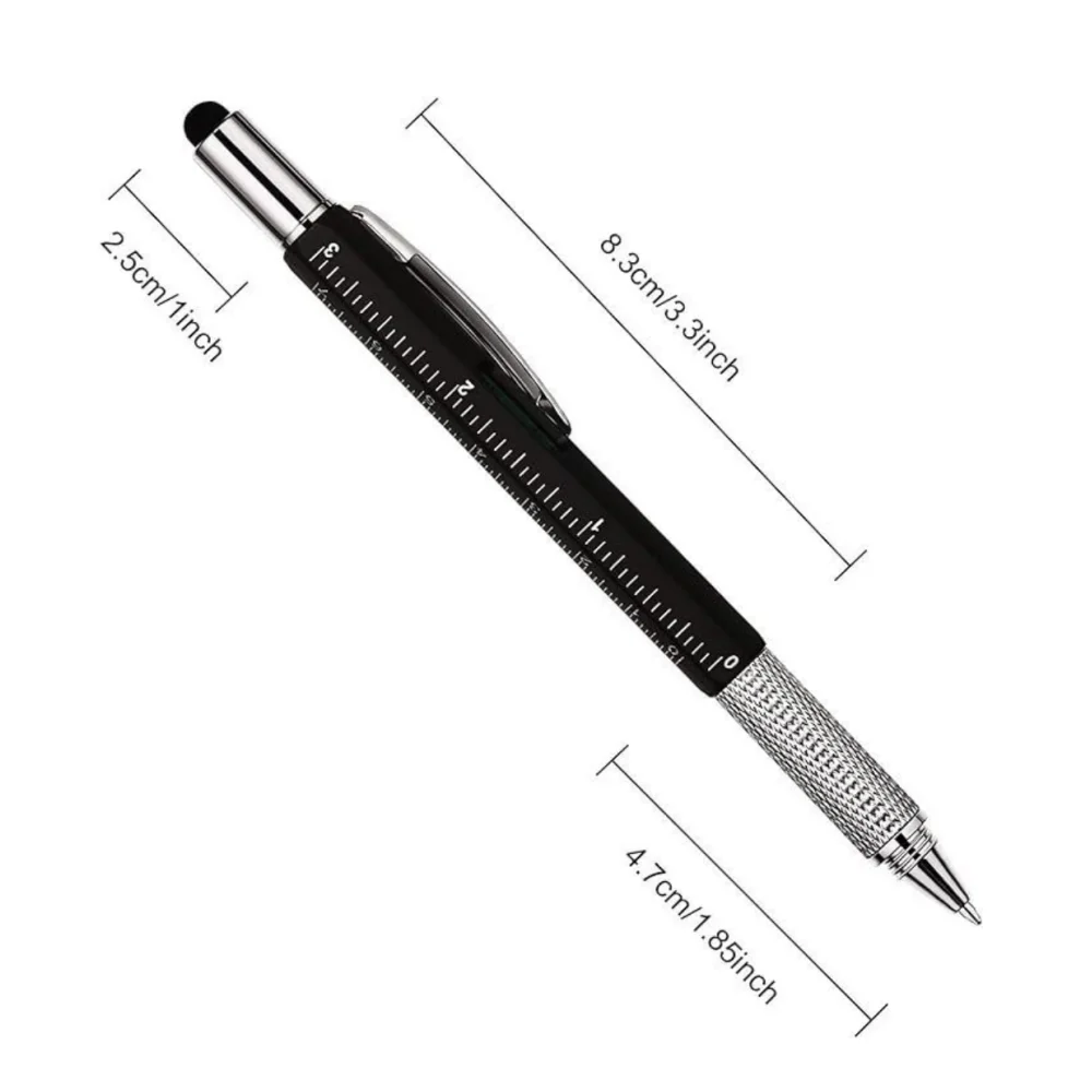 Multifunction Ballpoint Pen 7 In 1 With Screwdriver Ruler Levelgauge Touch Screen Stylus Office School Student Stationery