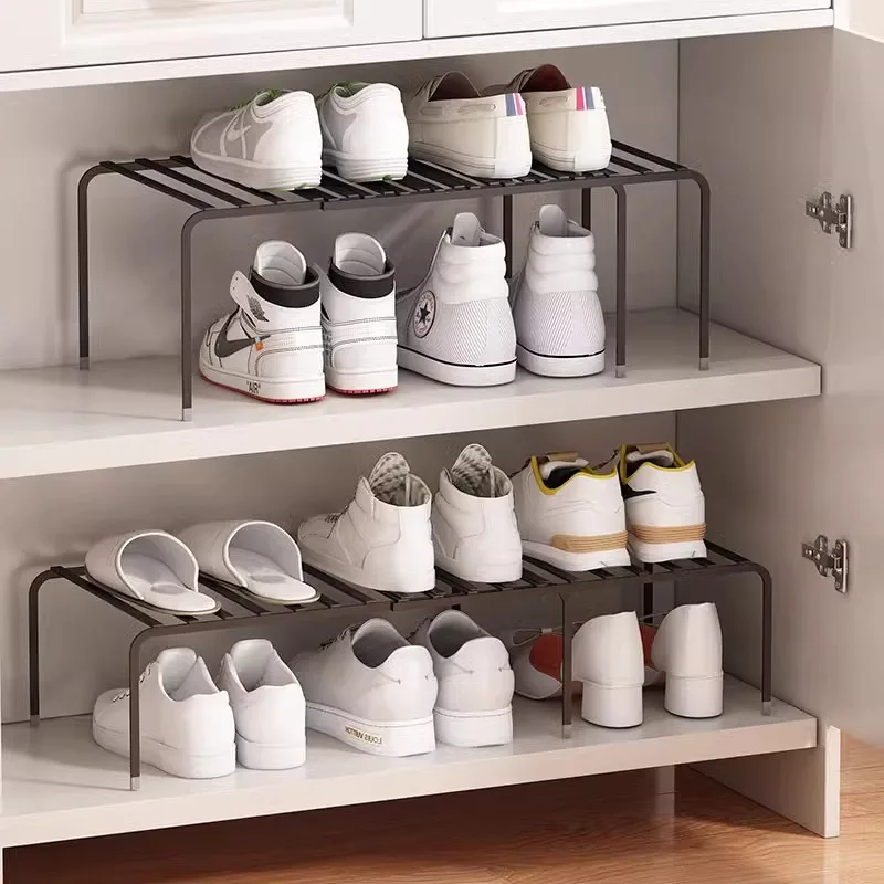 Adjustable Expandable Shoe Rack Organizer-Space-Saving Built-in Cabinet Shelf Divider For Closet & Shoe Storage