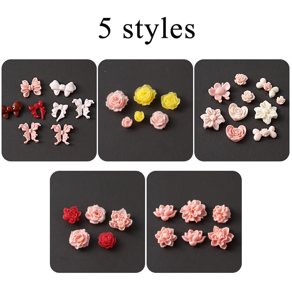 Flower Nail Art Stencil Silicone Carving Mold Rose Butterfly 3D Embossed Mould Relief Template Mini Nail Molds Manicure Art Tool 4