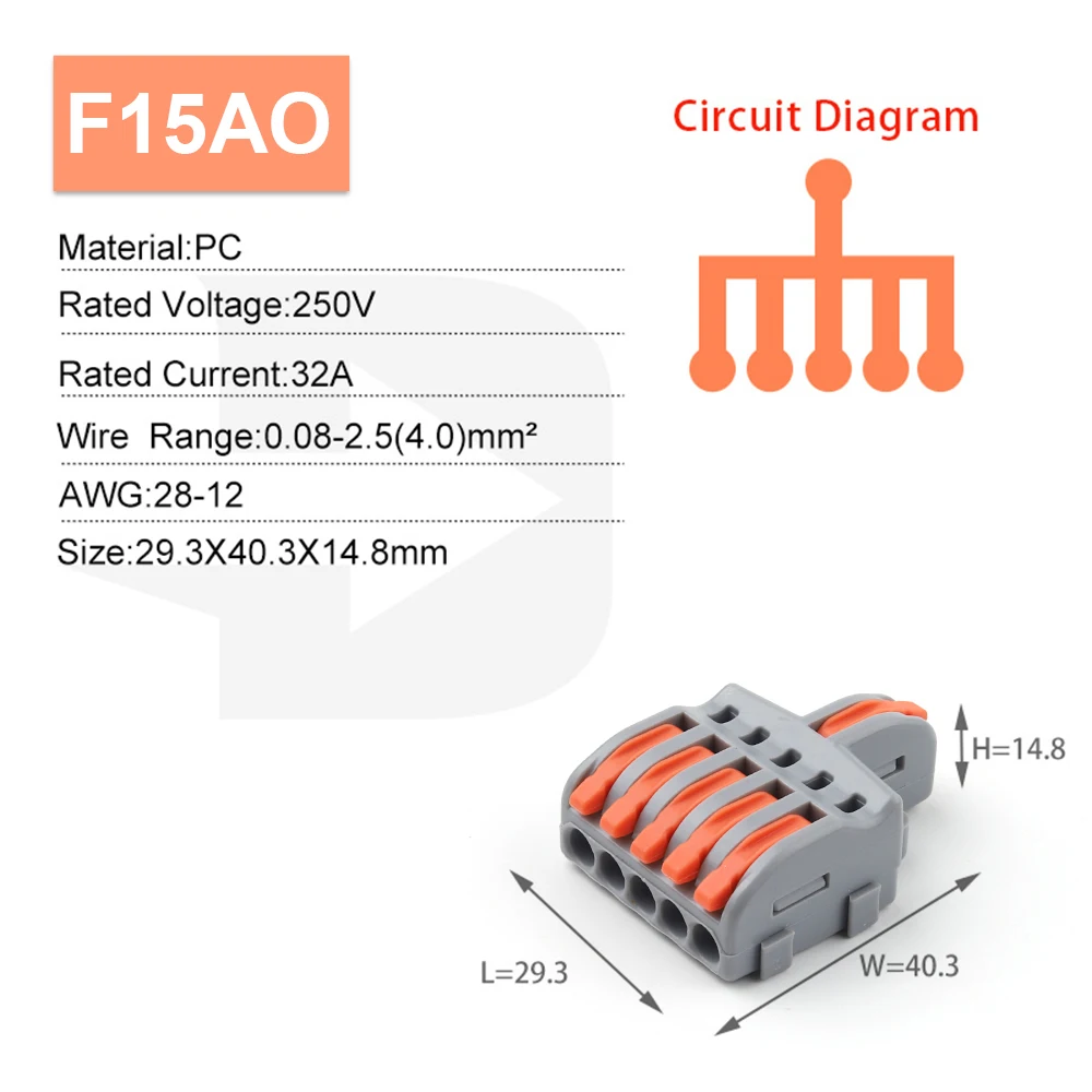 10/100PCS Electrical Cable Connector 1 in Multiple out Quick Wire Terminal Block 2/3/4/5Pin Push in Lever Connectors 0.08-4.0mm2 image 17
