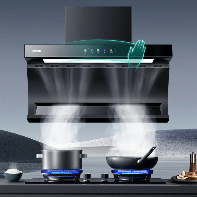 90cm Large Suction Hood Kitchen Range Hood Exhaust Fan Built-in Household Side Double Suction Rental Kitchen Exhaust Hoods