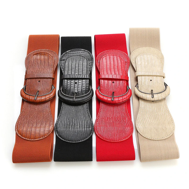 

Brand New PU Leather Women Wide Belt Dress Stretchy Cinch Leather Elastic Belt Decorative Belt Black/red/apricot/brown Optional