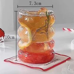 Retro Corrugated Transparent Glass Drinkware Cup - 350ml (350ml)