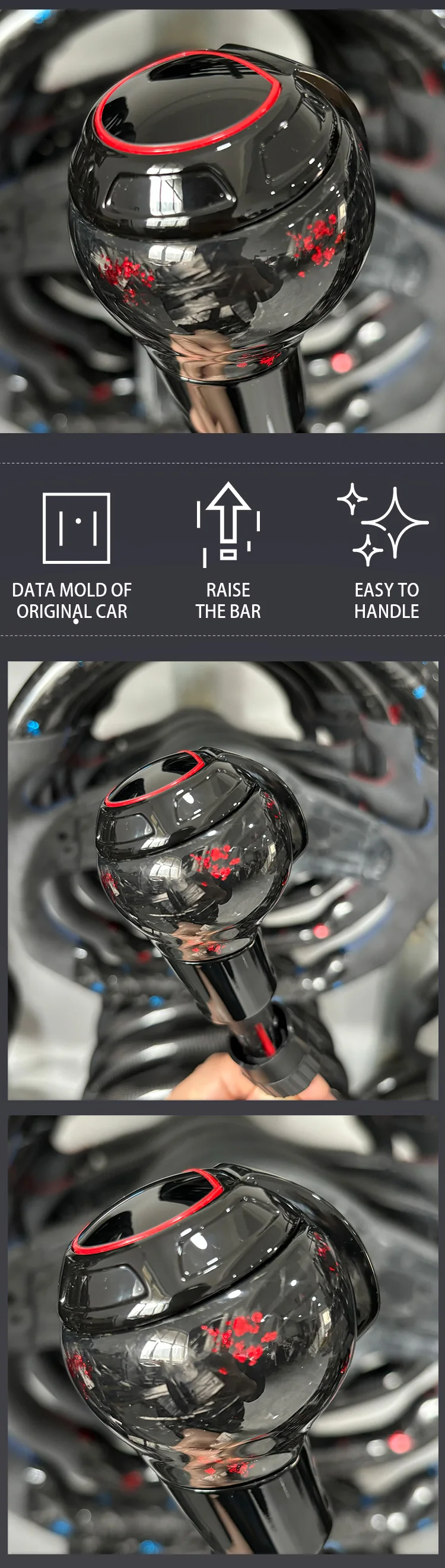 Shift Knob for Audi A3 S3 RS3 Q5 S6 RS6 A4 A5 A7 A6, Red Forged carbon fiber Gea