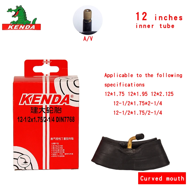 Kenda-Bicycle Inner Tube, Foldable Bike Tire, Cycling Accessories, Rubber Tube, AV for BMX, 12 in, 1/2*1.75*2-1/4