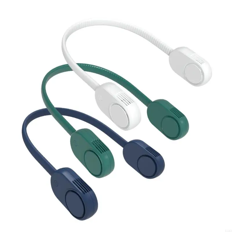 B2RD 휴대용 교수형 넥 팬 USB 충전식 3 속도 설정 학생 기숙사 홈 오피..