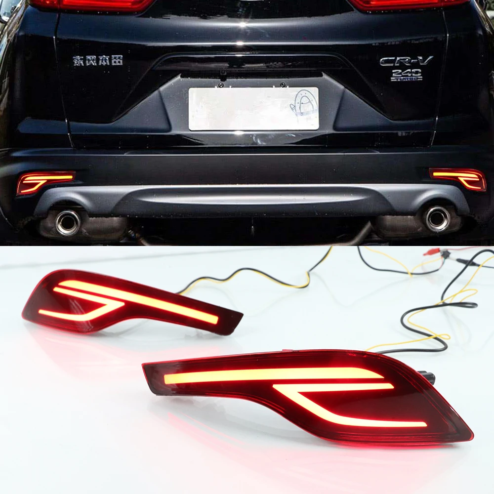 For Honda CR-V 2017-19 LED Rear Bumper Fog Light Streamer Brake Light Reflector