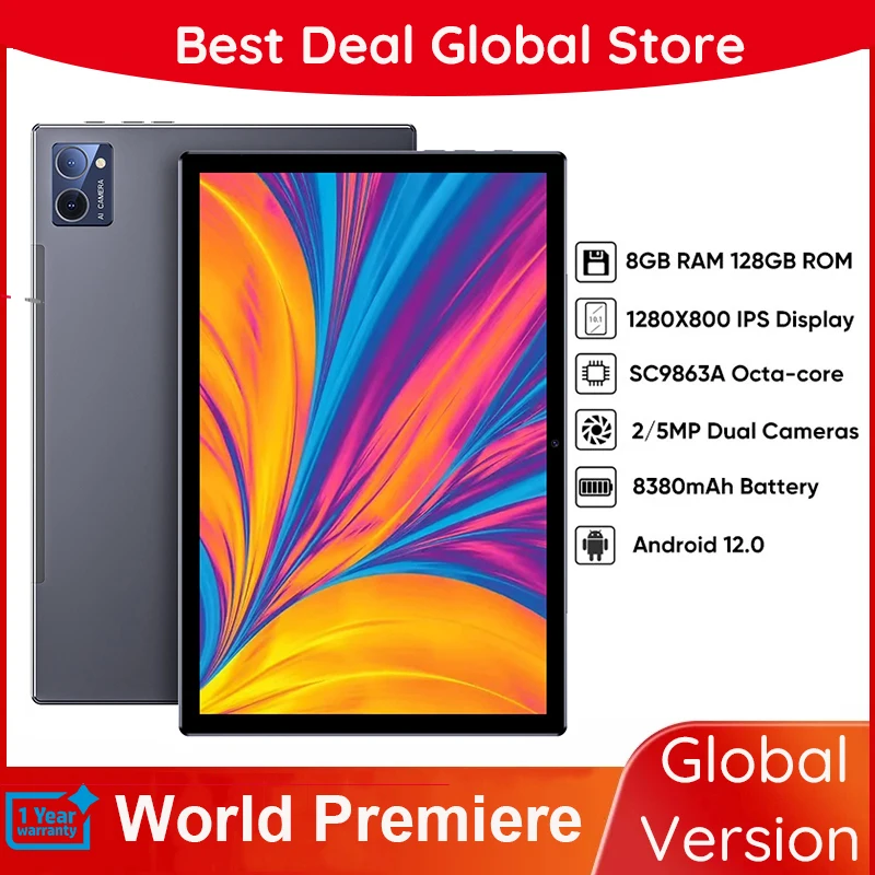 Nuova Versione Globale Tablet 10 Pollici 8G 128Gb Google Tablet Pc Android 12 Dual Sim 4G Telefonata Gps Wifi Tablet Bluetooth 10.1