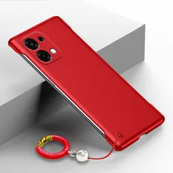 Frameless Slim Matte Hard Back Cover Case with Lucky Ring - ShockProof s for OPPO A6t (Red)