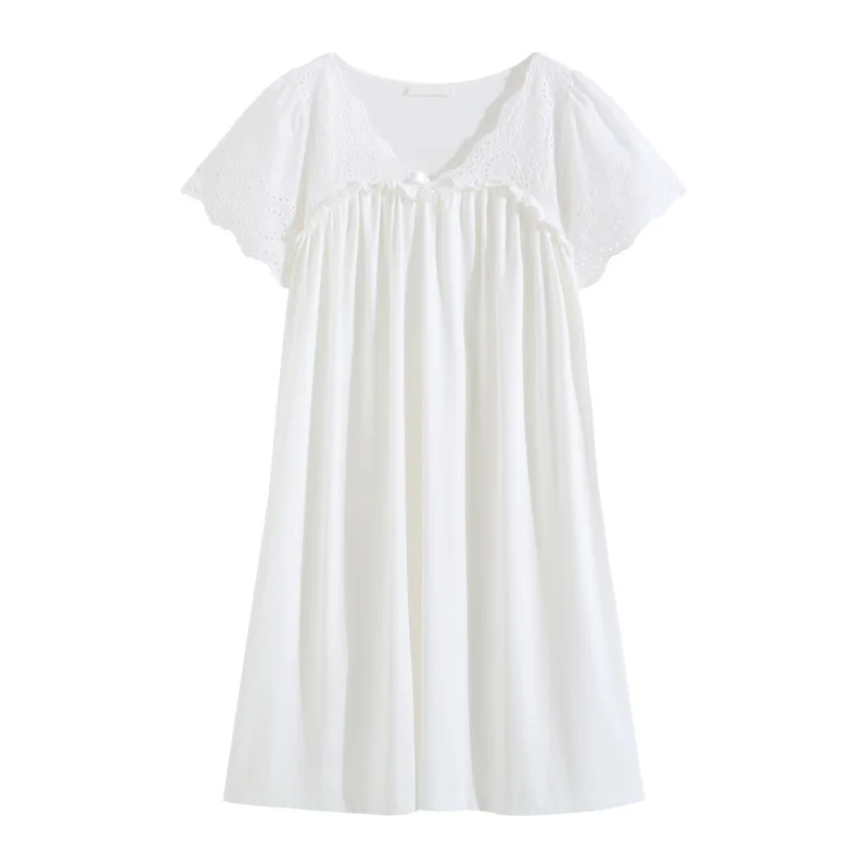 Women Homewear White Sexy Sleepwear Night Dress Lace Long Nightwear Luxury  Nightgown Female Gown Plus Size Homewear - AliExpress 200574005