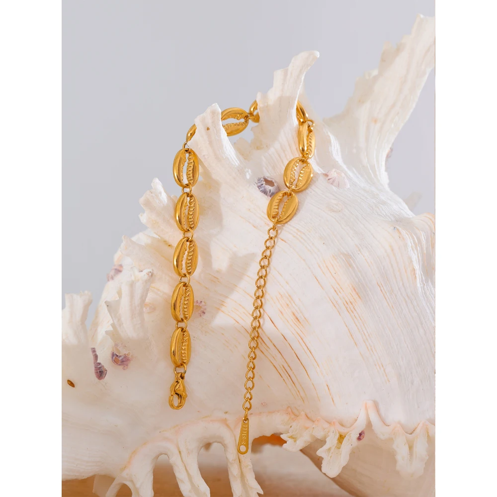 Yhpup Stainless Metal Shell Gold Color 18K Fashion Beach