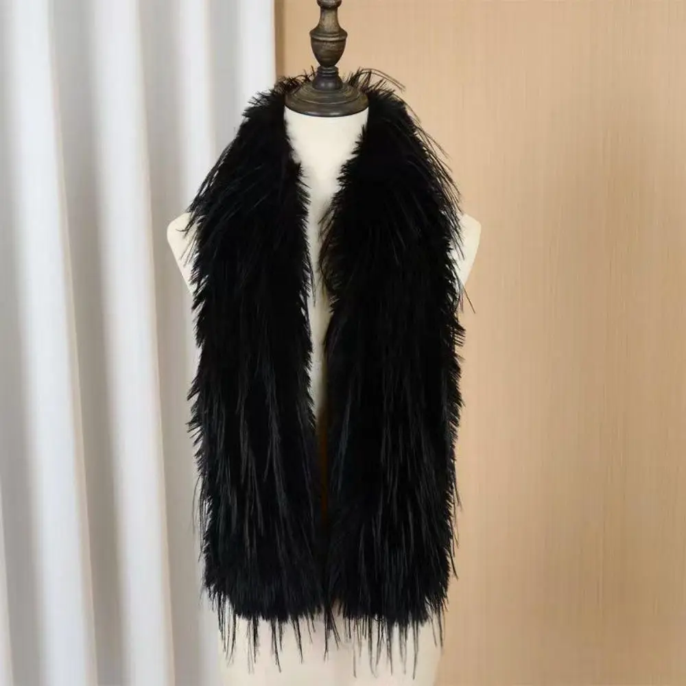 Koreanischer Stil Dicker Flauschiger Langer Streifenschal Imitation Nerzfell Luxuriöser Klassischer Weicher Schal 180cm Damen Quastenschal für Partys – Detail 2