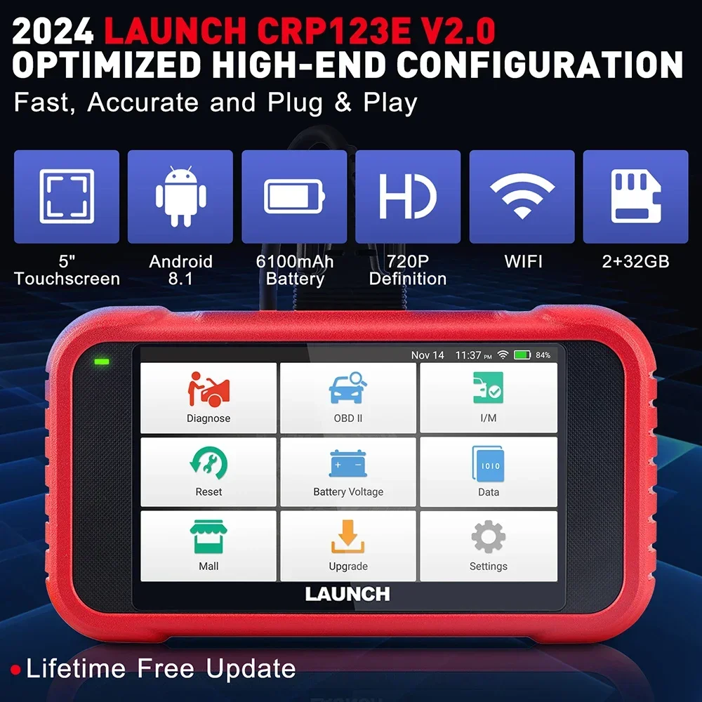 LAUNCH X431 CRP123E V2.0 OBD2 Car Auto Scanner SAS Oil ETS DPF Bleed Reset Diagnostic Tool Engine ABS Airbag SRS AT Code Reader 6