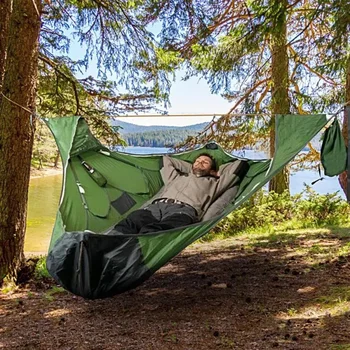 Culle da campeggio Amaca Letto sospeso Sacco a pelo per campeggio Get-Together Amaca multi-persona con rete da letto Amaca da campeggio per famiglie