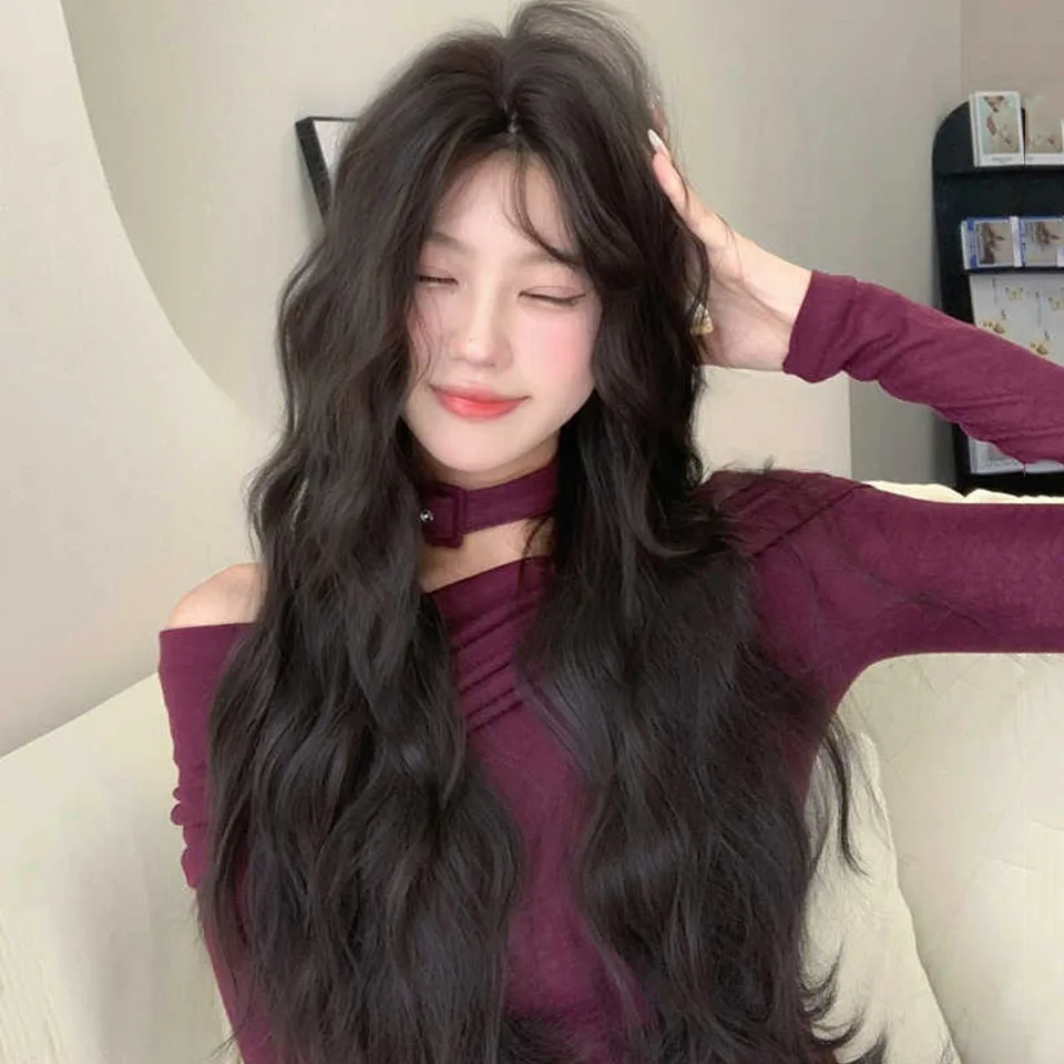 Black Synthetic Curly Wavy Wig for Women