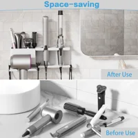 ที่วางไดร์เป่าผมติดผนัง ประหยัดพื้นที่ สำหรับจัดเก็บไดร์เป่าผมและเครื่องหนีบผมในห้องน้ำ 4