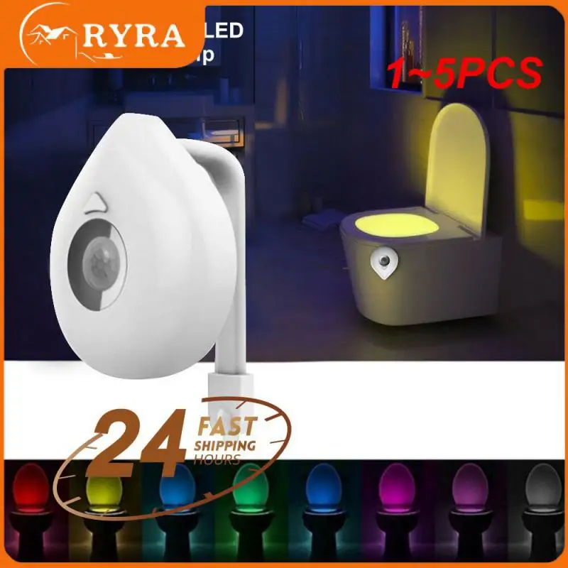 

1~5PCS Toilet Night Light PIR Motion Sensor 8 Colours Toilet Bowl Backlight Motion Sensor Night Light WC Sensor Light Bathroom