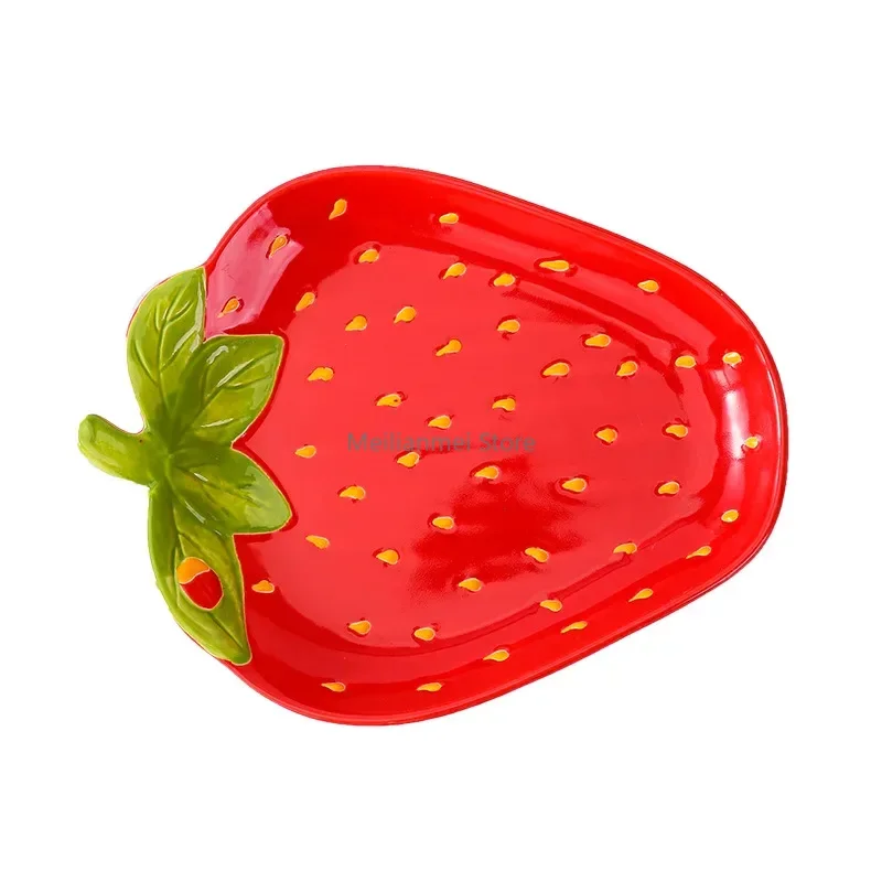 Ceramic Strawberry plate Dish Tableware Cartoon Dessert Salad Bowl Dim sum Dish Fruit plates Ceramic Bowl Kitchen supplies