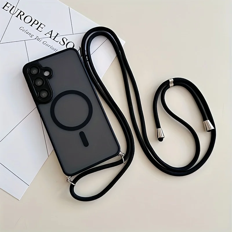 Magnetic Crossbody Lanyard Phone Case with Shockproof Hard PC Cover