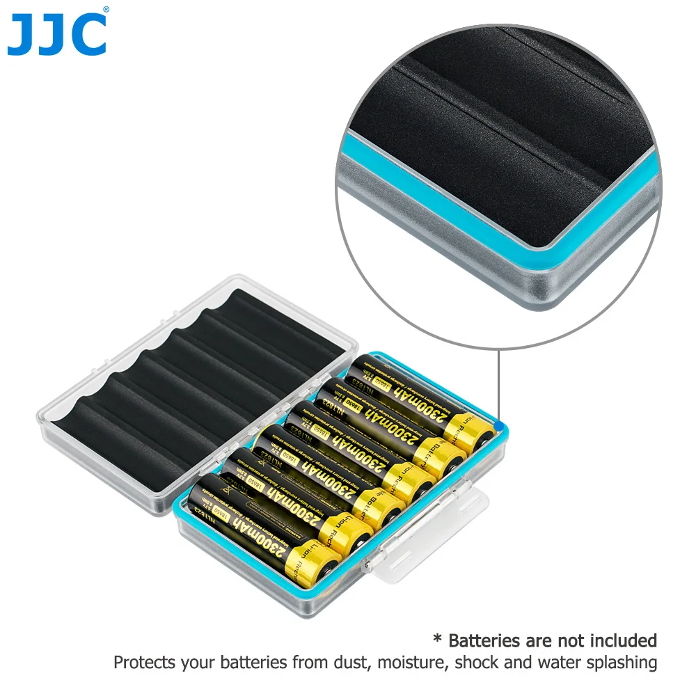 JJC 18650 Battery Case PC Shell Case Shockproof Water-resistant Moisture-proof Battery Storage Holder for 6 x 18650