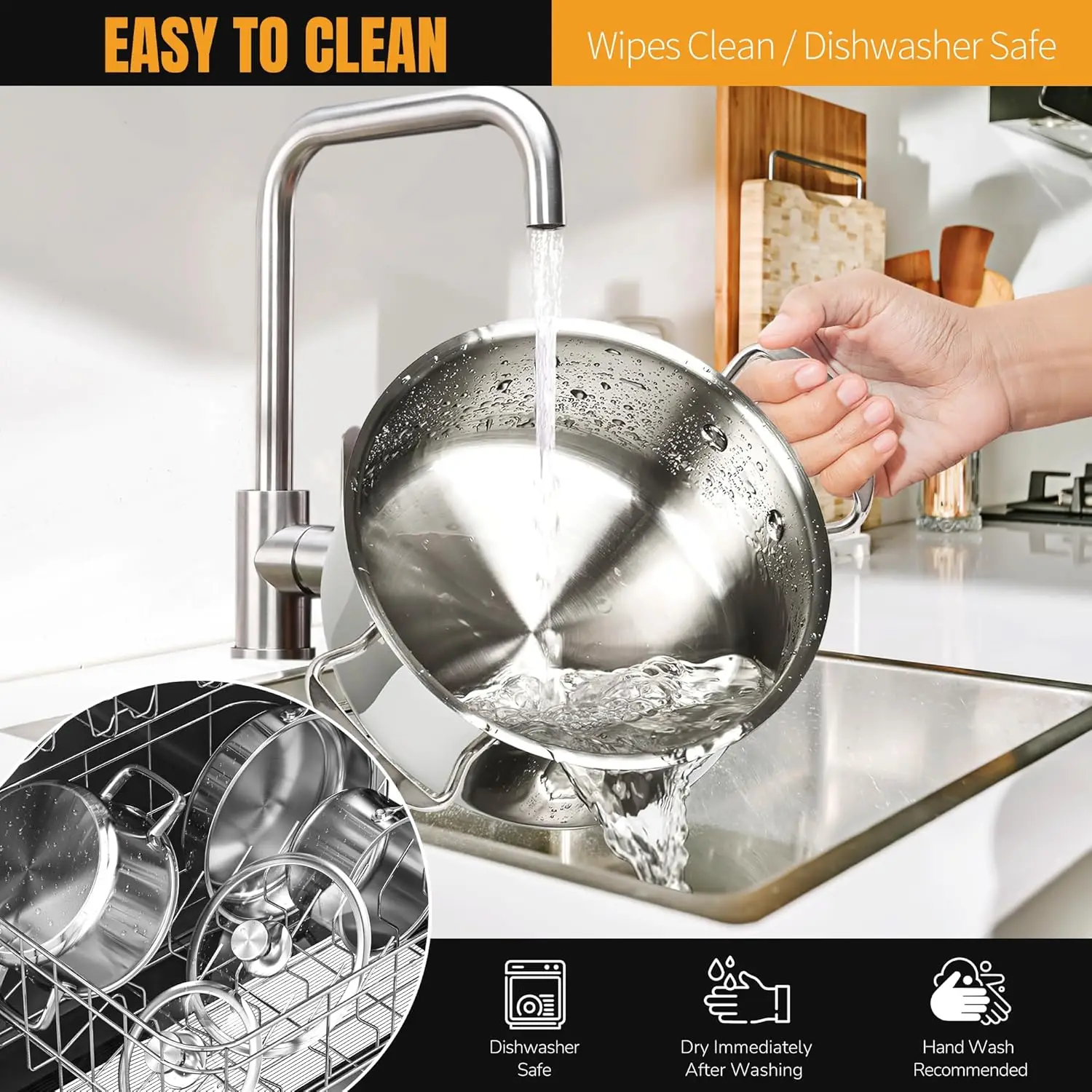 6-Piece Nonstick Stainless Steel Cookware Set 6