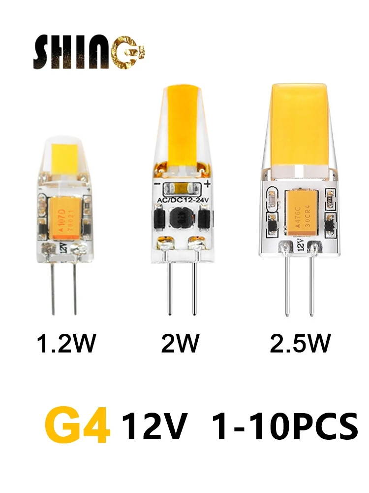 Silica gel mini LED bulb G4 Low voltage 12V COB warm white light is suitable for replacing 20W halogen lamp with crystal lamp