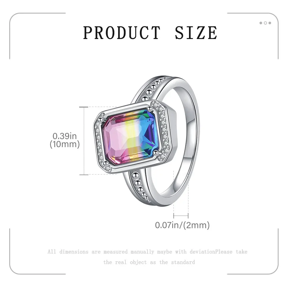Summer 2024 New 925 Silver Rainbow Stone Cherry Blossom Ring Fashion Jewelry Anniversary Gift For Women 4
