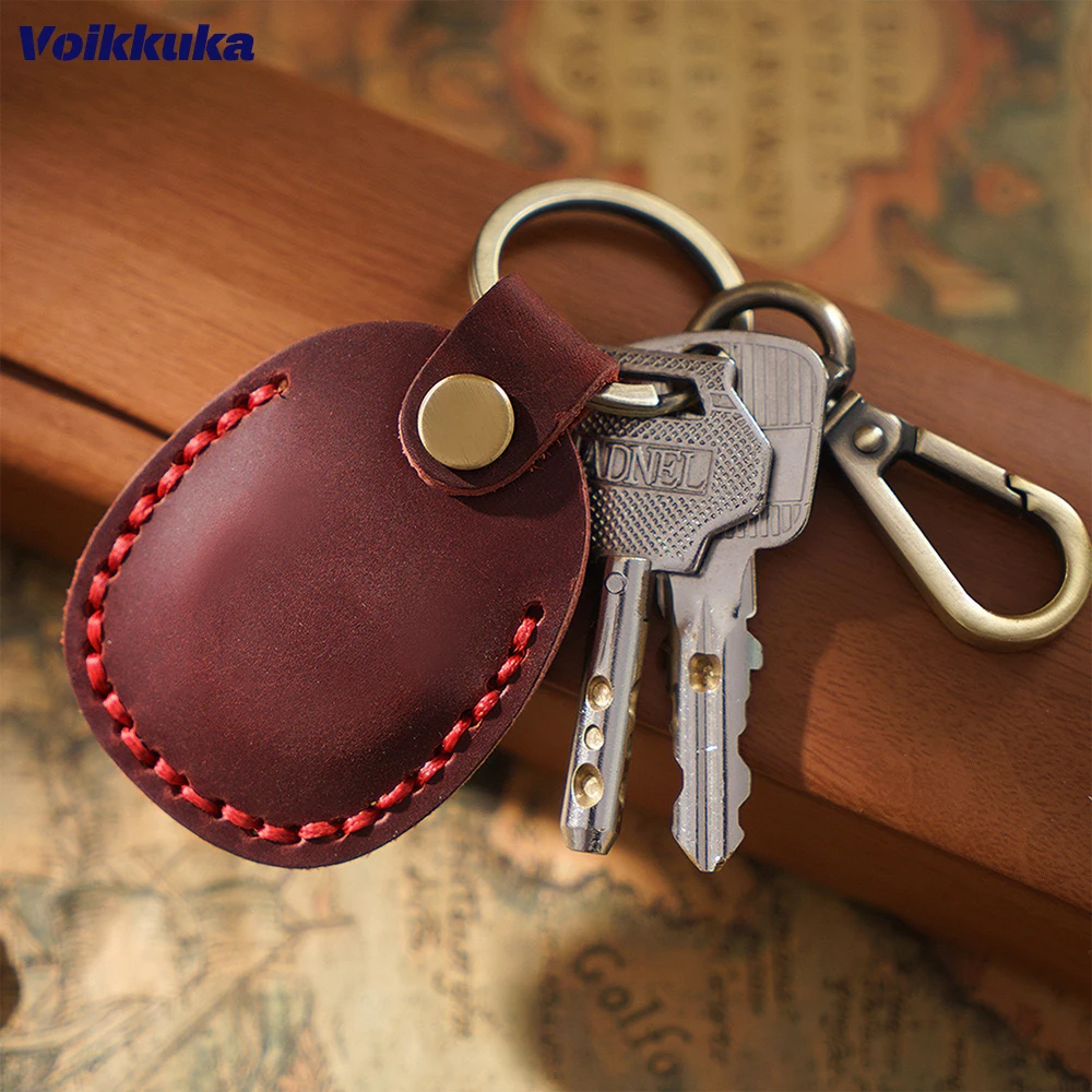 정품 가죽 출입 통제 카드 보호 케이스, 애플 에어태그 키체인, 패션 애완 동물 펜던트 액세서리 