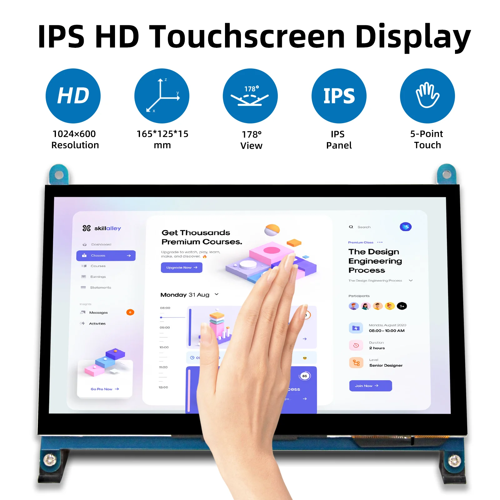 Computer Monitor Computer Secondary Screen Touch Screen Display Raspberry Pi 7 inch screen IPS TFT LCD HDMI Display Touch Screen Monitor 1024*600