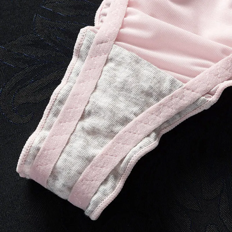 Luxury French Ruffle Satin Women'S Thong Sexy Underwear Ice Silk Cotton Crotch Panties Breathable Seamless Briefs Tanga Lingerie