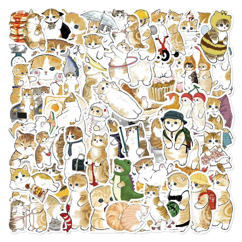 10/30/64pcs Cute Animal Cat Cartoon Stickers Aesthetic Decorative Scrapbooking Planner Laptop Vinyl Kawaii Girls Stickers Decals fromthenon a4a5b5 notebooks cover silicone elastic band color rubber bands bandage for planner scrapbooking business card book