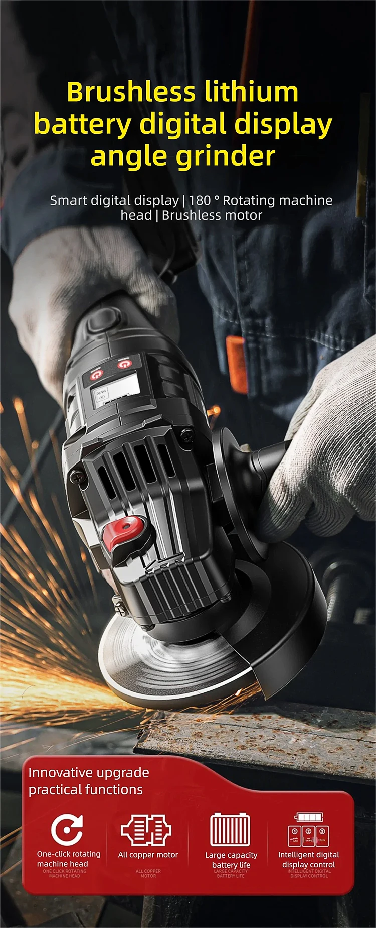 Brushless Angle Grinder Multi-functional Cordless Grinder Wireless grinding cutt