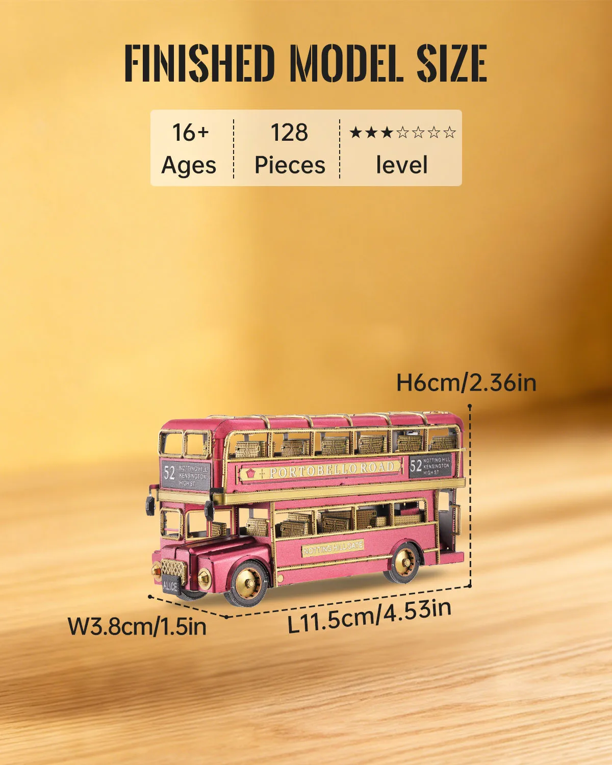 Piececool 3D 금속 모델 키트 이층 버스 3D 퍼즐 성인용 DIY 공예 퍼즐 빌딩 블록 최고의 선물
