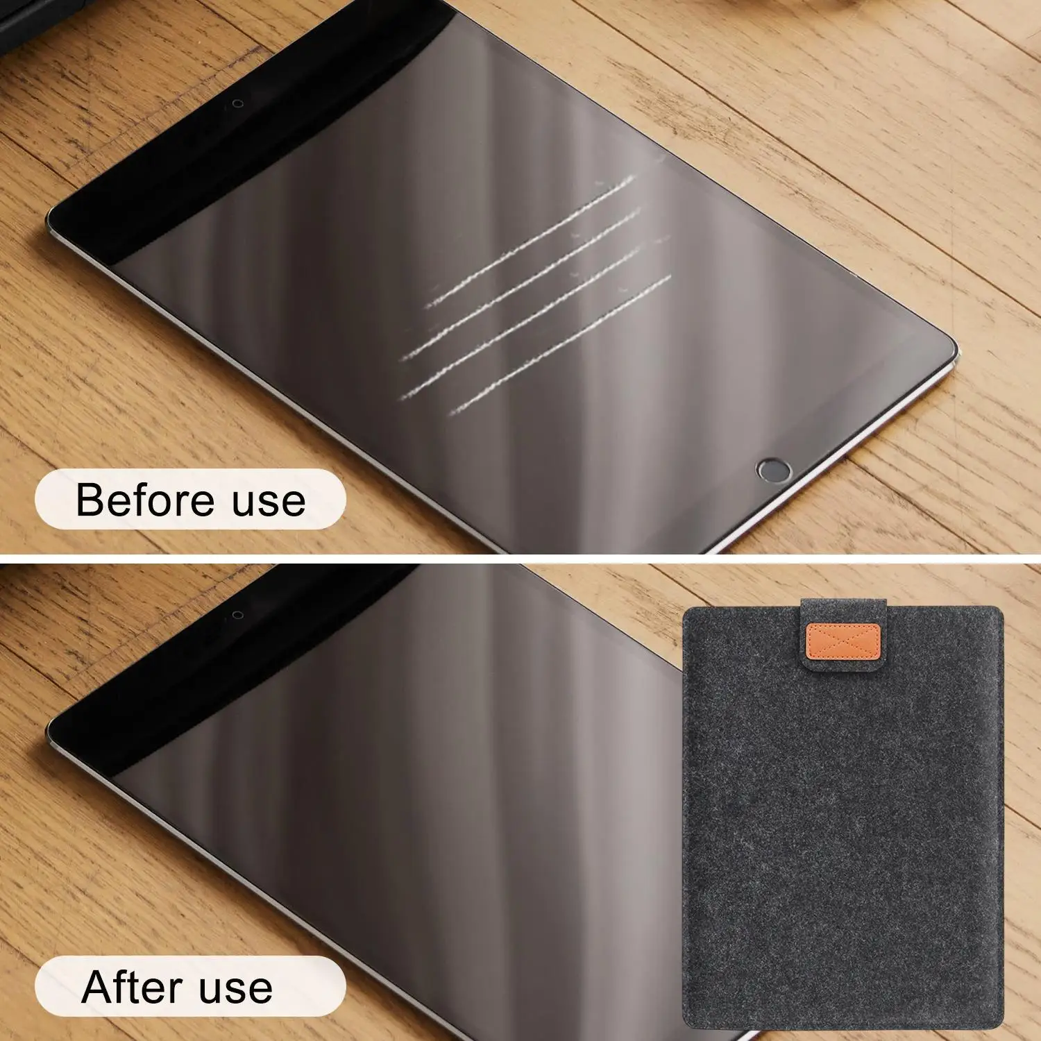 Sleek Felt Tablet Protective Sleeve - Shockproof Carrying Pouch