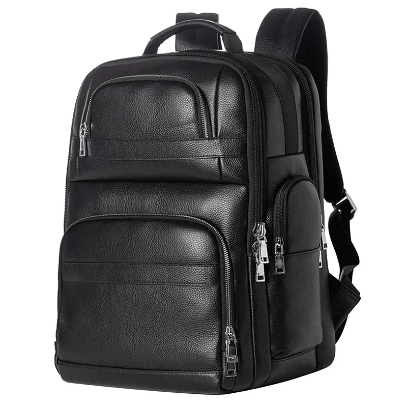 

Men Business Laptop Backpack Cow Leather Bagpack Casual Rucksack Men's Backpack Multifunctional Waterproof Travel Bags