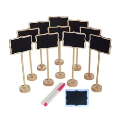 Mini Chalkboard with Stand, 10 Pieces Wood Mini Blackboard Signs for Message Board Signs, Weddings Place Cards, Table Numbers,
