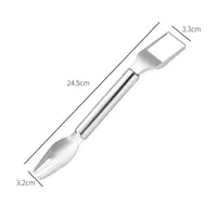 2-in-1 Stainless Steel Fruit Cutter,Dual Head Watermelon Fork Cutter Slicer Tool For Home Kitchen Gadget Melon Cube Cutter 3