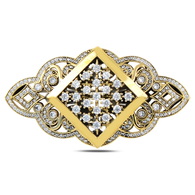 

Silver 925 Sterling Zircon Cubic Zirconia Authentic Brooch