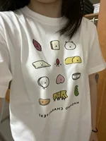 Mignon imprimé femmes col rond à manches courtes mignon hauts dessin animé imprimé haut à la mode femmes vêtements graphique t-shirts 1
